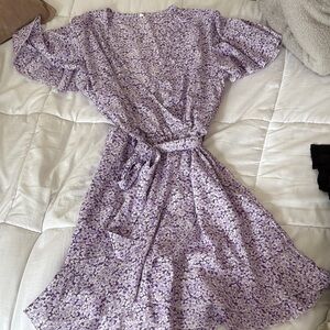 Purple Floral Midi Dress